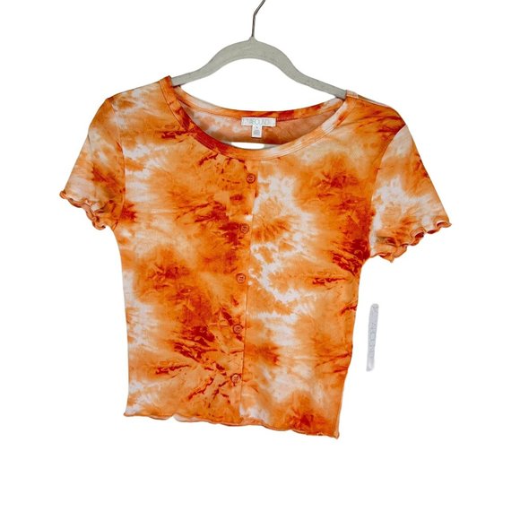 NWT Abound Orange Tie Dye Button Up Tee Shirt Size M - Picture 4 of 10